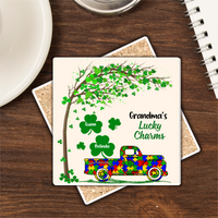 Thumbnail for Personalized Family Square Stone Coasters Gifts - My Lucky Charms - Jonxifon