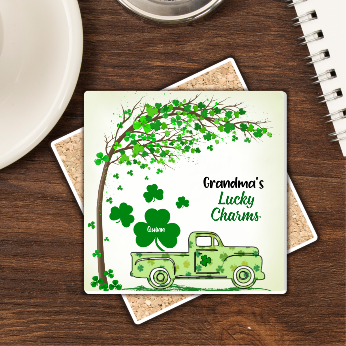 Personalized Family Square Stone Coasters Gifts - My Lucky Charms - Jonxifon