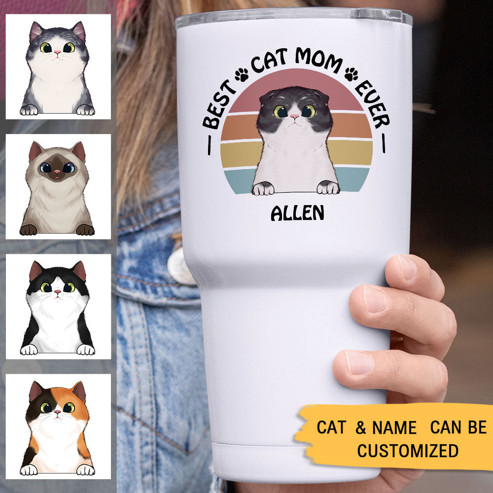 Best Cat Mom Ever 30oz Tumbler, Gift For Cat Mom - Jonxifon