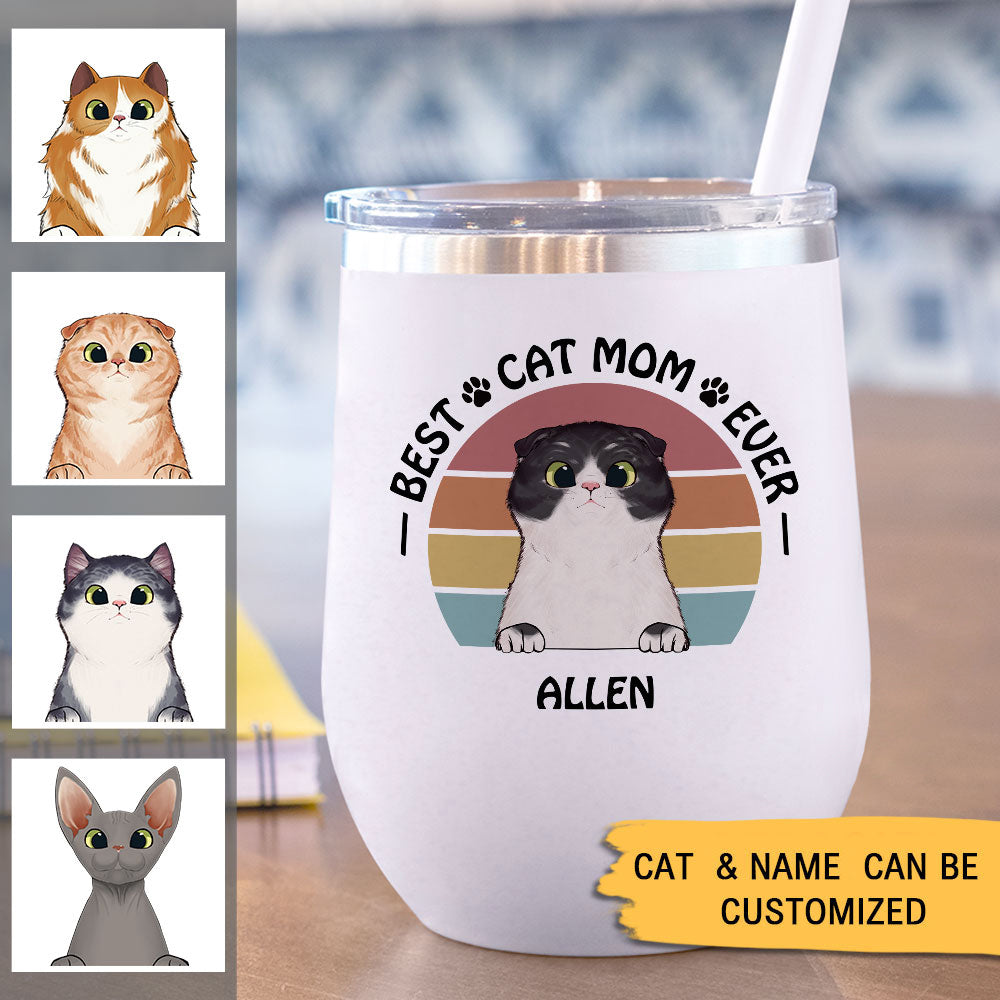 Best Cat Mom Ever 12oz Tumbler, Gift For Cat Mom - Jonxifon