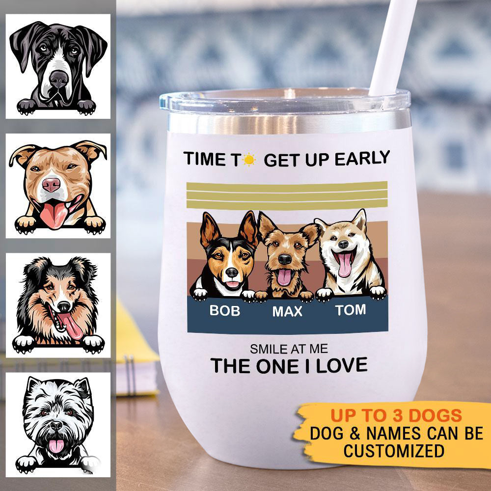 Time To Get Up Early- 12oz Personalized 304 Grade Stainless Steel Dog Tumbler - Jonxifon