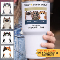 Thumbnail for Time To Get Up Early- 30oz Personalized 304 Grade Stainless Steel Cat Tumbler - Jonxifon