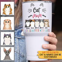 Thumbnail for Life Is Better With Cat -  30oz Personalized 304 Grade Stainless Steel Cat Mom Tumbler - Jonxifon