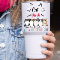 Thumbnail for Life Is Better With Cat -  30oz Personalized 304 Grade Stainless Steel Cat Mom Tumbler - Jonxifon