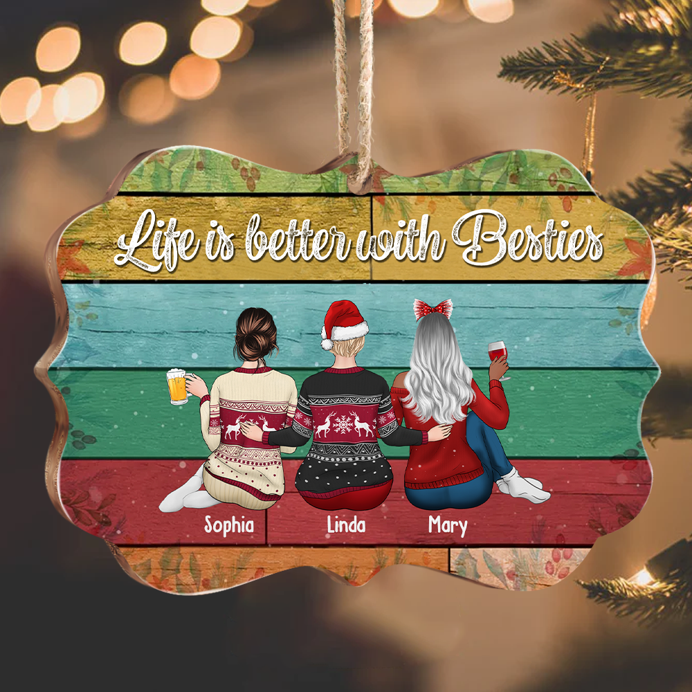 Personalized Besties forever Benelux Shaped Wood Christmas Ornament DUNG-DIEP