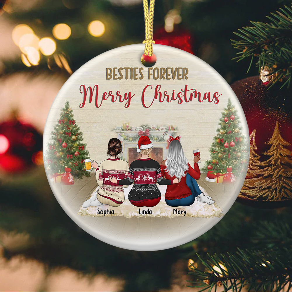 Besties Forever Merry Christmas 2022 Personalized Holiday Ornament DUNG-DIEP