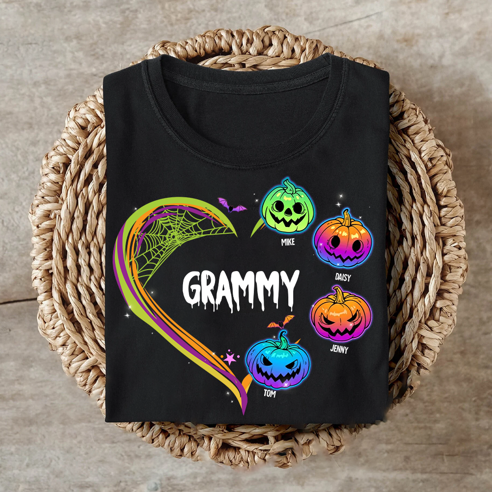 Personalize Heart Pumpkin Mom Grandma Halloween T-shirt, Gift for Grandma CustomCat