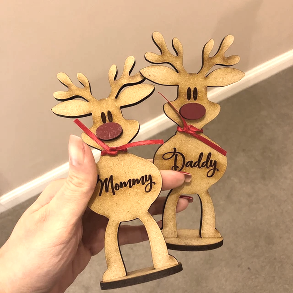 Personalised Freestanding Reindeer, Family Christmas Decoration, Desk Decoration, Christmas Gift For Family DUNG-DIEP