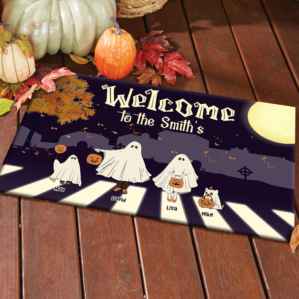 Personalized Welcome To Family Halloween Ghoul Doormat CHI-DIEP