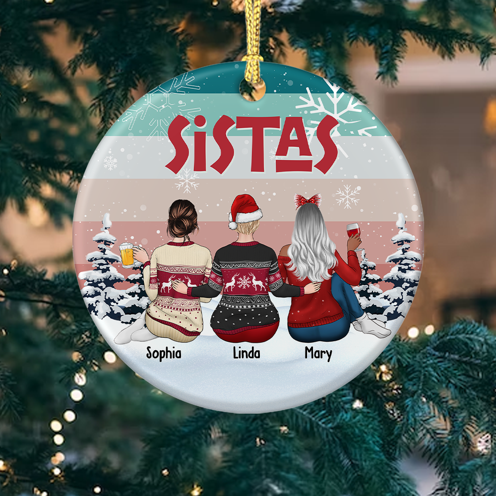 Sistas At Heart Christmas Personalized Ornament, Customized Holiday Ornament DUNG-DIEP