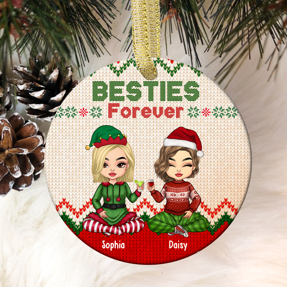 Besties Friends Forever Christmas Personalized Ornament, Customized Holiday Ornament CHI-DIEP