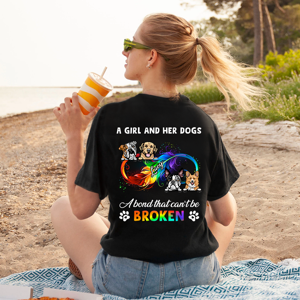 Dog Infinity Love A Bond Can't Be Broken Back Unisex Tshirt, DIY Tshirt For Dog Lovers