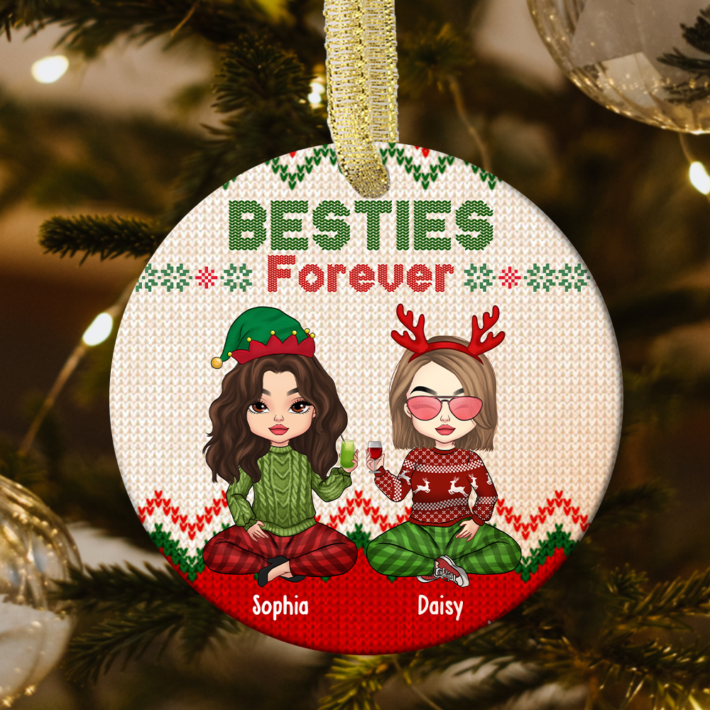 Besties Friends Forever Christmas Personalized Ornament, Customized Holiday Ornament CHI-DIEP