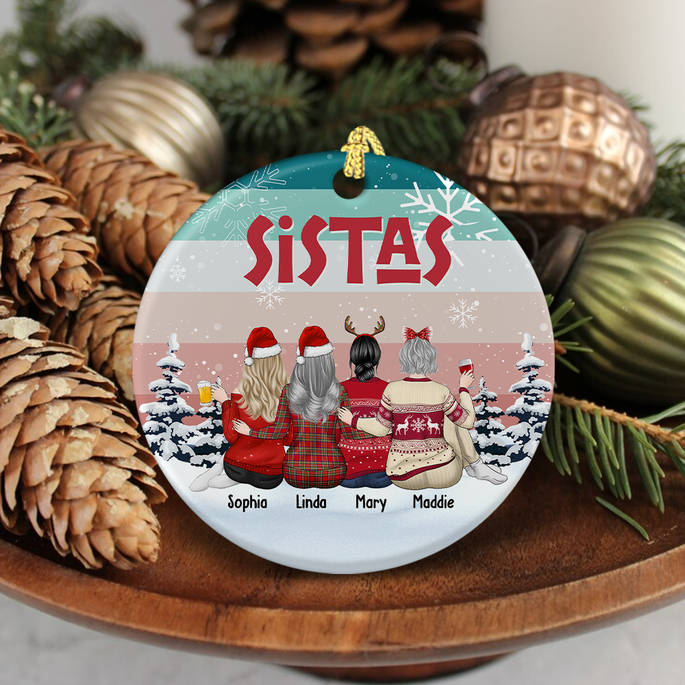 Sistas At Heart Christmas Personalized Ornament, Customized Holiday Ornament DUNG-DIEP