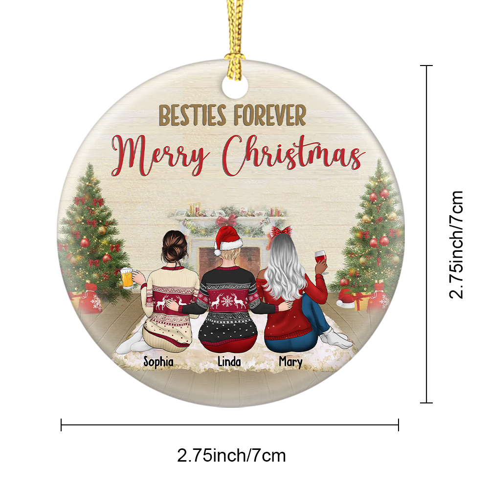 Besties Forever Merry Christmas 2022 Personalized Holiday Ornament DUNG-DIEP