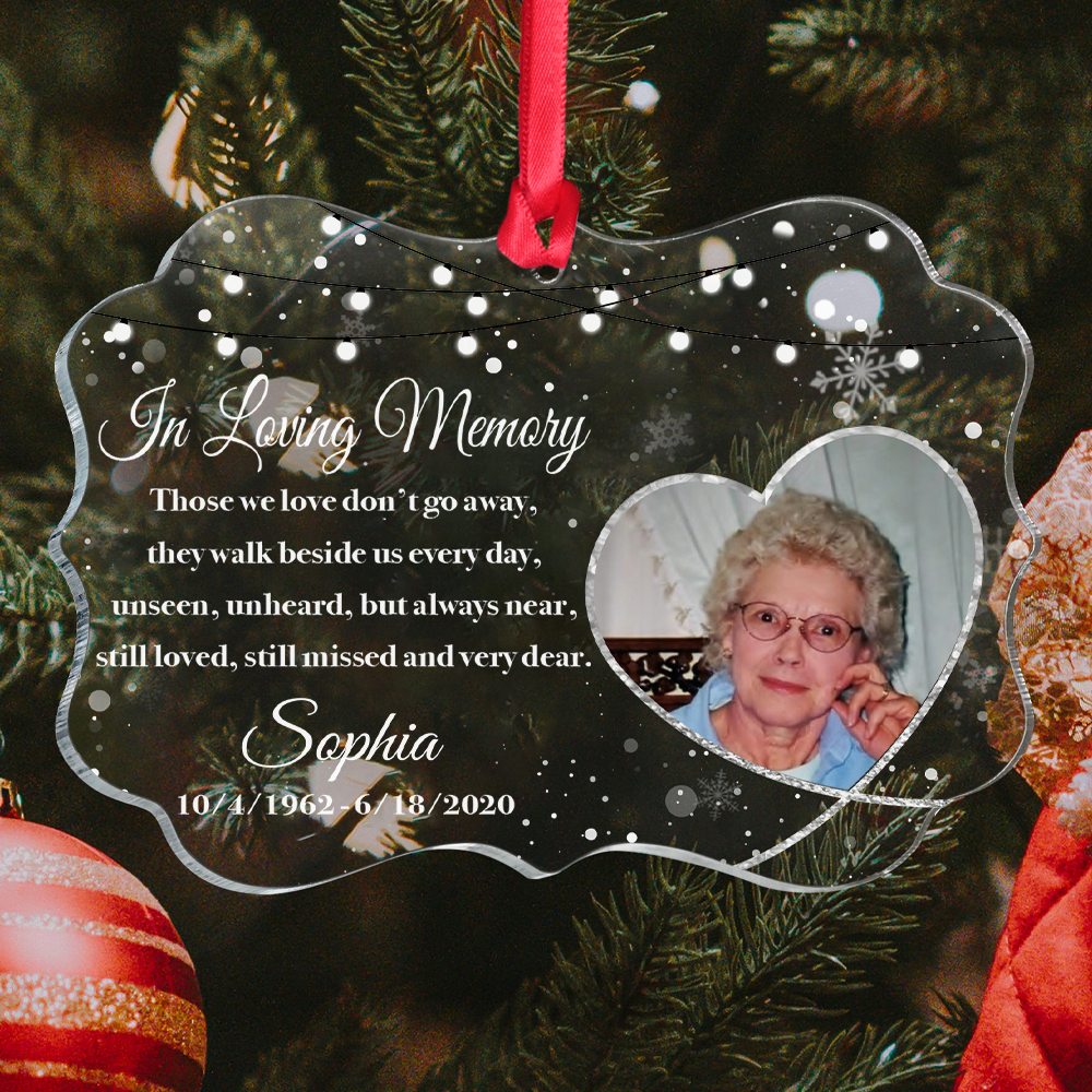 Upload Photo Loss Of Someone Family Member Memorial Christmas Acrylic Ornament, Customized Holiday Ornament CHI-DIEP