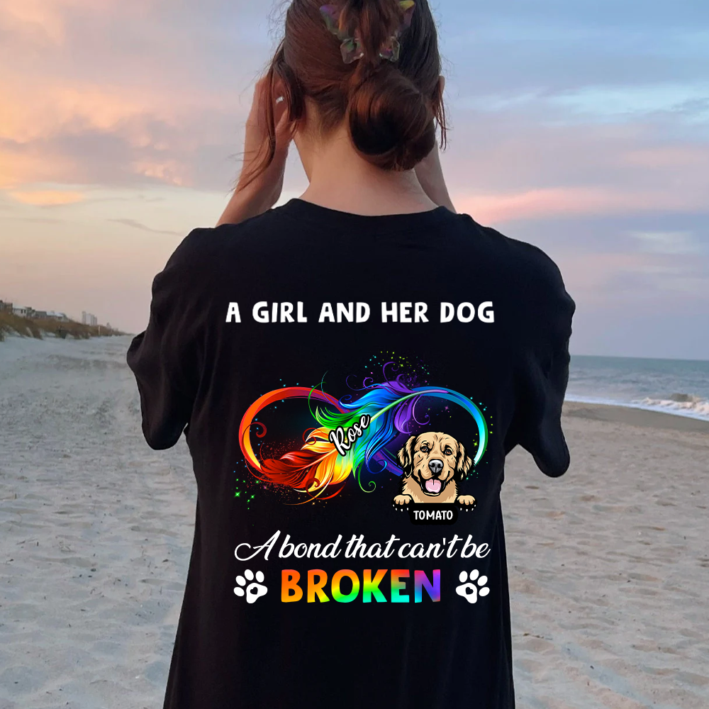 Dog Infinity Love A Bond Can't Be Broken Back Unisex Tshirt, DIY Tshirt For Dog Lovers