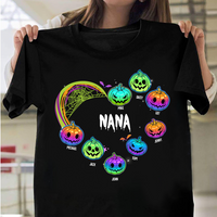 Thumbnail for Personalize Heart Pumpkin Mom Grandma Halloween T-shirt, Gift for Grandma CustomCat