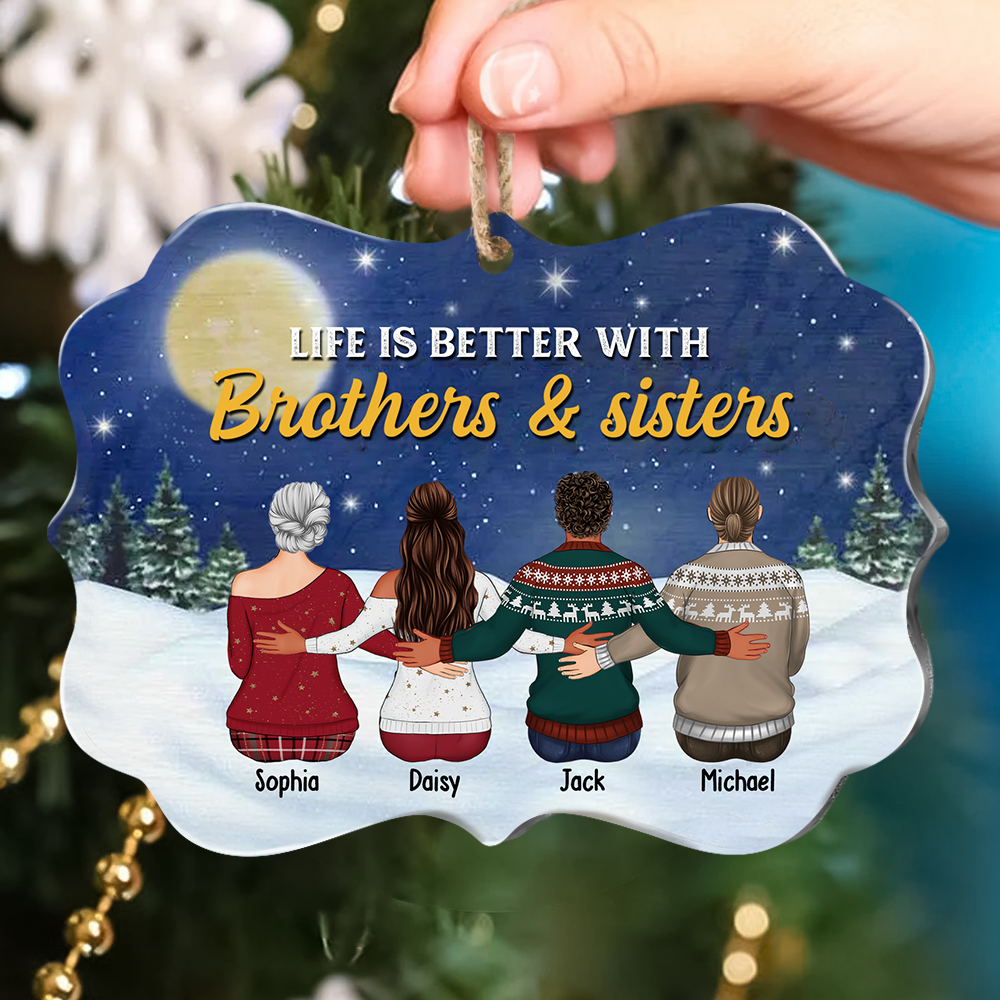 Life Is Better With Brothers & Sisters Benelux Shaped Wood Christmas Ornament DUNG-DIEP