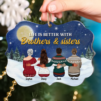 Thumbnail for Life Is Better With Brothers & Sisters Benelux Shaped Wood Christmas Ornament DUNG-DIEP