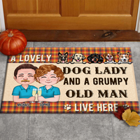 Thumbnail for Personalized Crazy Dog Lady And Grumpy Old Man Live Here Doormat, Dog Lover Gift CHI-DIEP