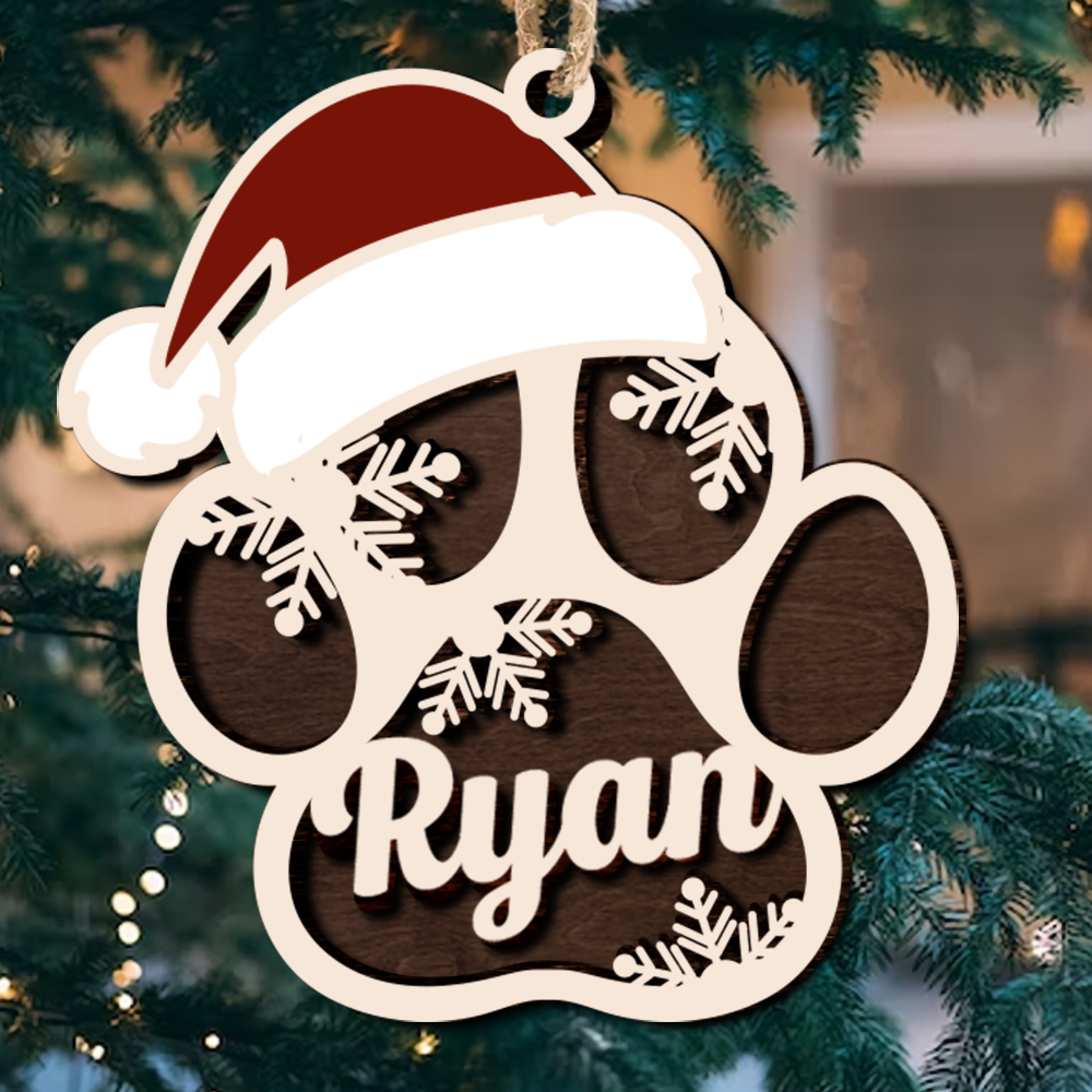 Personalized Jingle Paws Shaped 2 Layered Wood Ornament, Dog Lover Gifts DUNG-DIEP