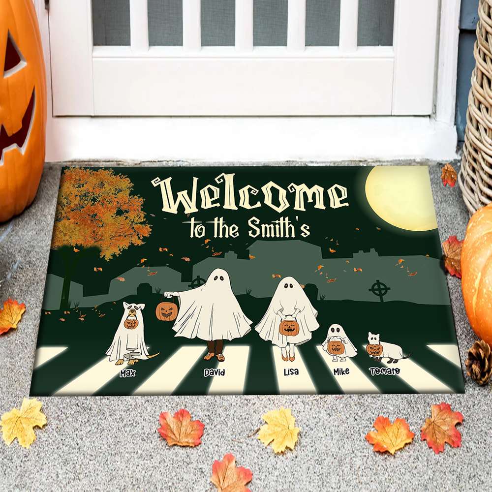 Personalized Welcome To Family Halloween Ghoul Doormat CHI-DIEP