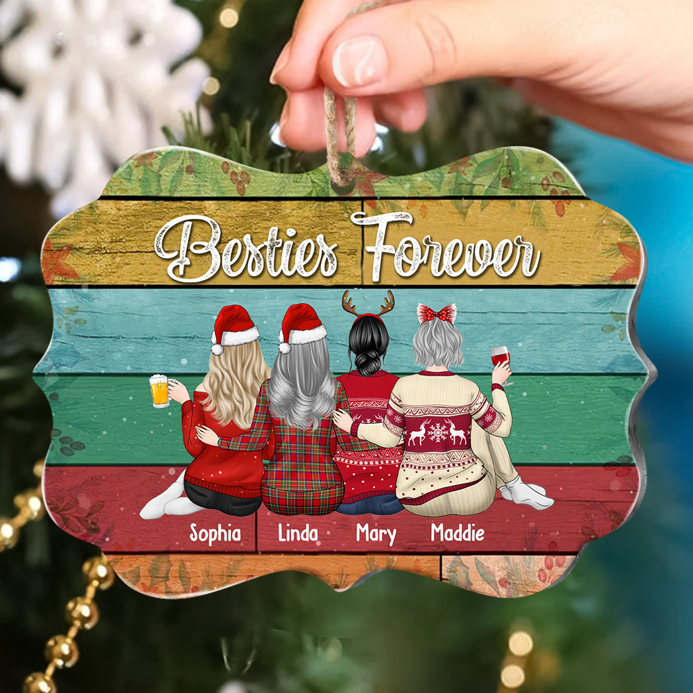 Personalized Besties forever Benelux Shaped Wood Christmas Ornament DUNG-DIEP