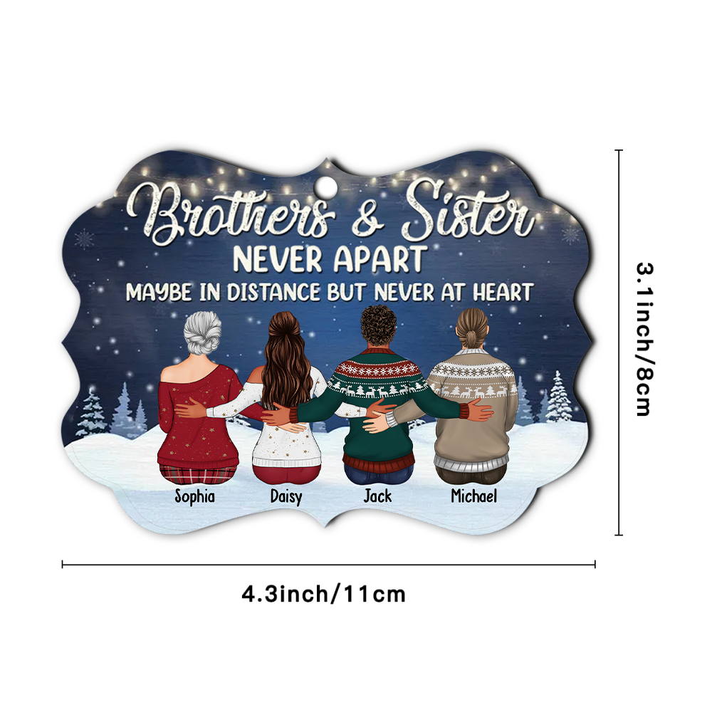 Personalized Brothers & Sisters Never Apart Benelux Shaped Wood Christmas Ornament DUNG-DIEP