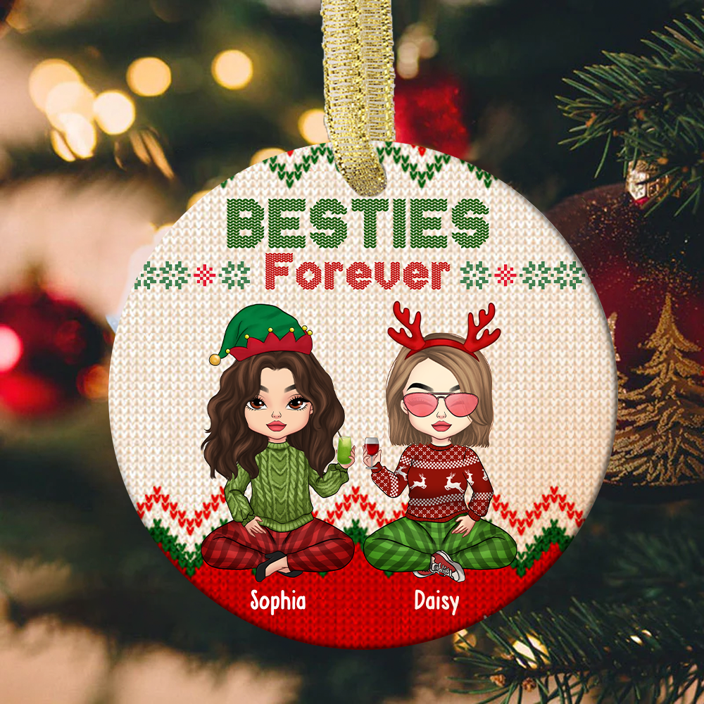 Besties Friends Forever Christmas Personalized Ornament, Customized Holiday Ornament CHI-DIEP