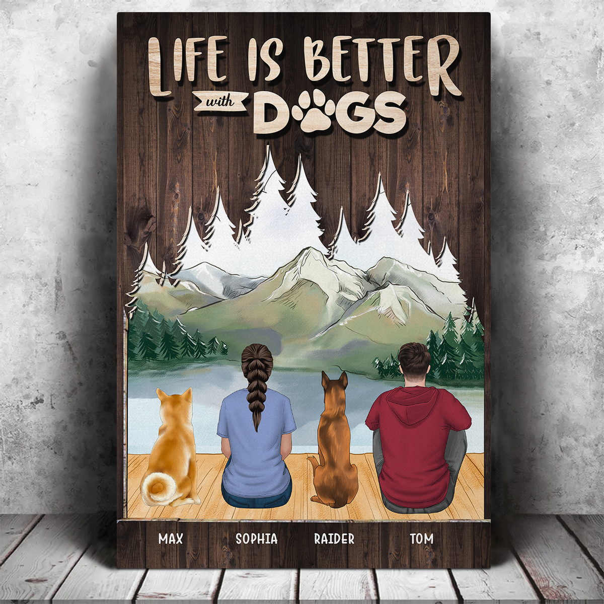 Life Is Better With Dogs Canvas, Best Printed Gift For Dog Lovers JonxiFon