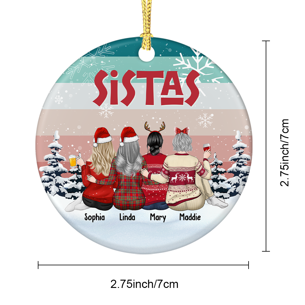 Sistas At Heart Christmas Personalized Ornament, Customized Holiday Ornament DUNG-DIEP