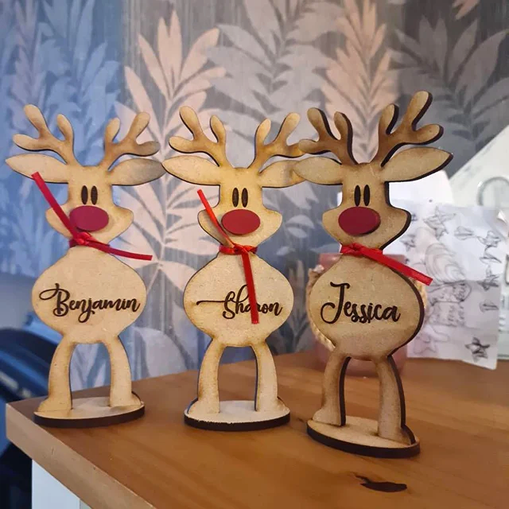 Personalised Freestanding Reindeer, Family Christmas Decoration, Desk Decoration, Christmas Gift For Family DUNG-DIEP