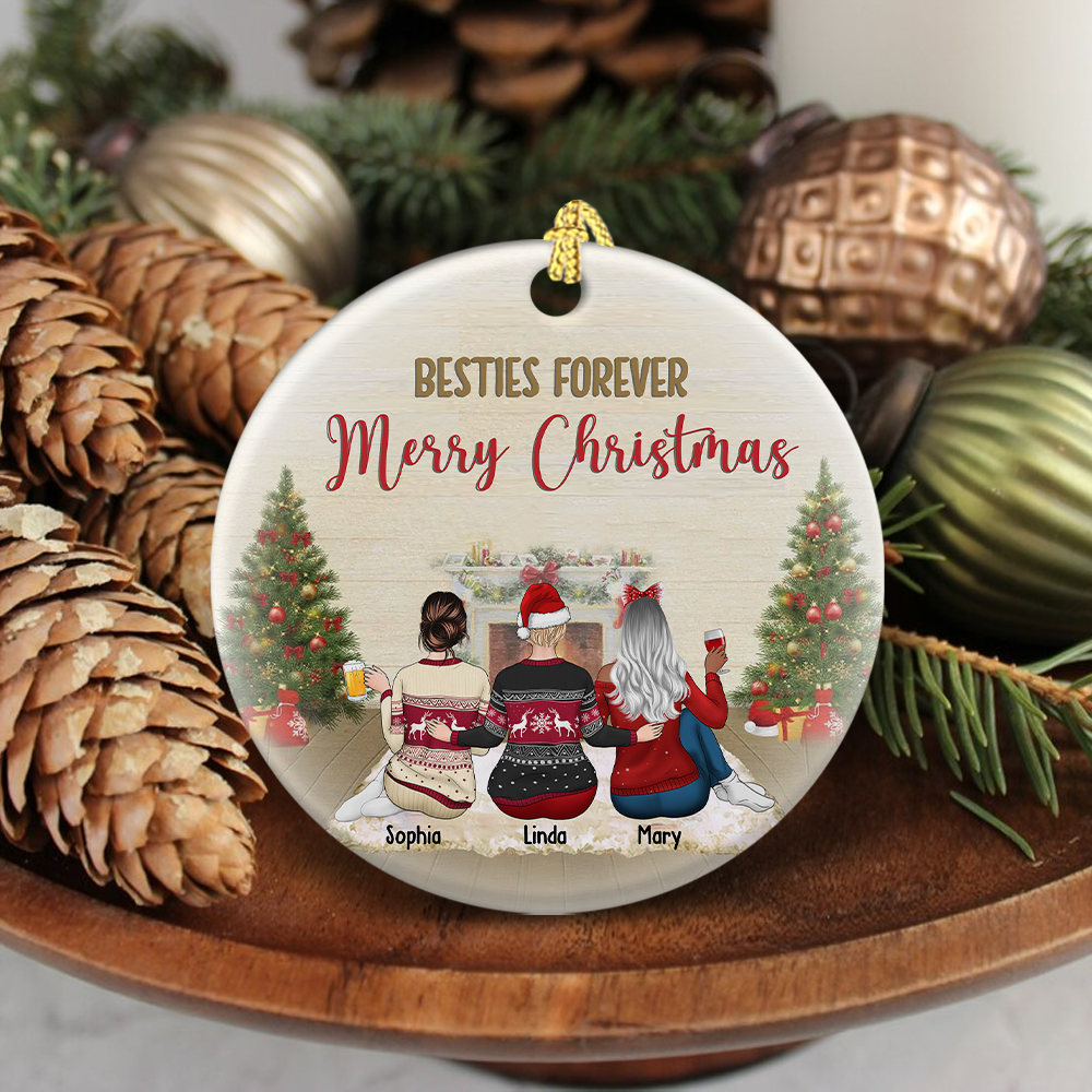 Besties Forever Merry Christmas 2022 Personalized Holiday Ornament DUNG-DIEP