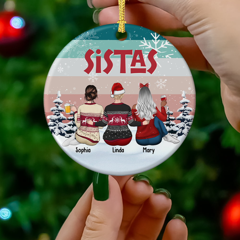 Sistas At Heart Christmas Personalized Ornament, Customized Holiday Ornament DUNG-DIEP