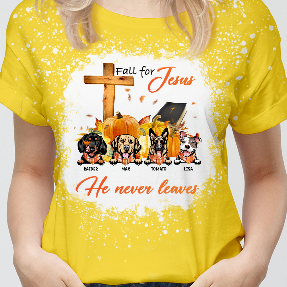 Fall For Jesus Dog Pumpkin 3D Bleach Shirt, DIY Pet Gift JonxiFon