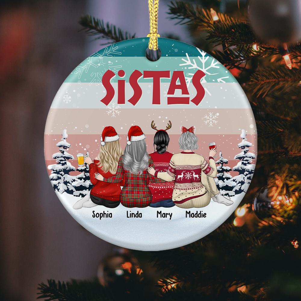 Sistas At Heart Christmas Personalized Ornament, Customized Holiday Ornament DUNG-DIEP