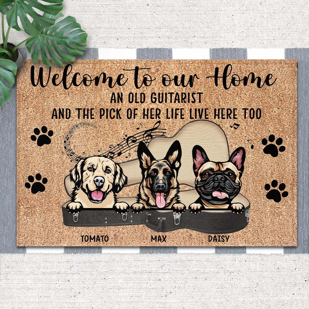 Guitarist His Pick And Dog Live Here Custom Doormat, DIY Gift For Dog Lovers CT-DIEP