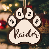 Thumbnail for Personalized Paw Shaped 2 Layered Wood Christmas Ornament, Dog Lovers Gift DUNG-DIEP