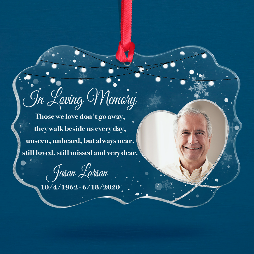 Upload Photo Loss Of Someone Family Member Memorial Christmas Acrylic Ornament, Customized Holiday Ornament CHI-DIEP