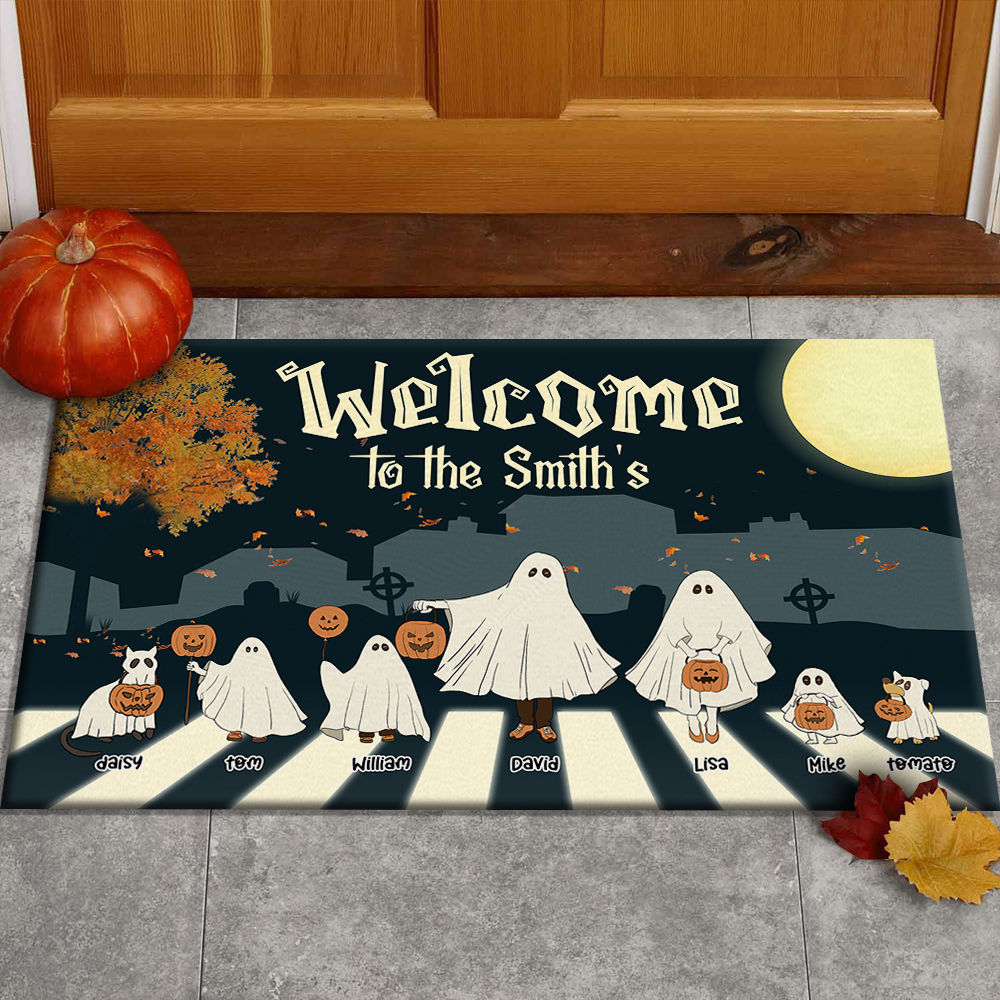 Personalized Welcome To Family Halloween Ghoul Doormat CHI-DIEP