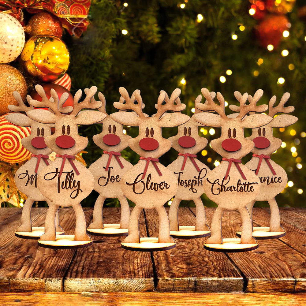 Personalised Freestanding Reindeer, Family Christmas Decoration, Desk Decoration, Christmas Gift For Family DUNG-DIEP