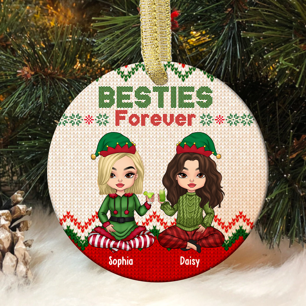 Besties Friends Forever Christmas Personalized Ornament, Customized Holiday Ornament CHI-DIEP