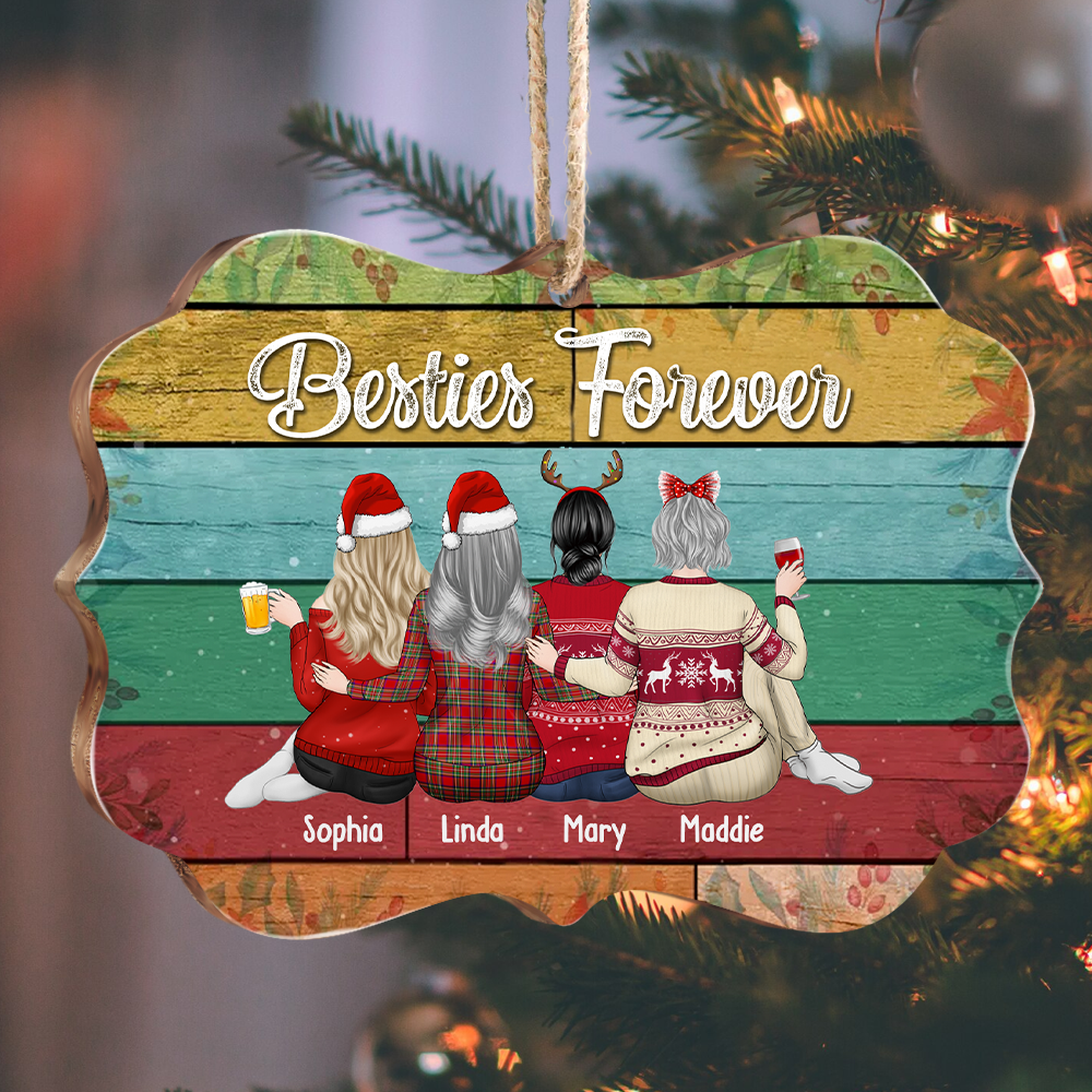 Personalized Besties forever Benelux Shaped Wood Christmas Ornament DUNG-DIEP