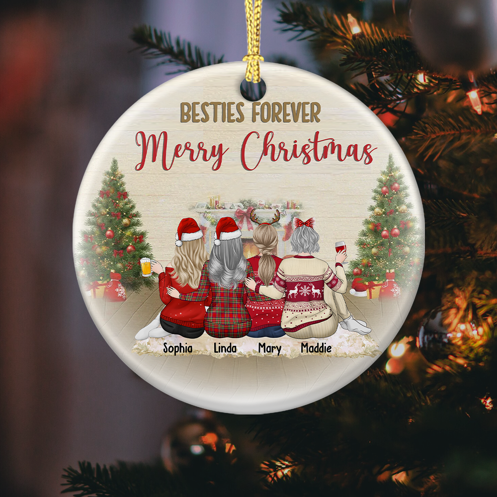 Besties Forever Merry Christmas 2022 Personalized Holiday Ornament DUNG-DIEP