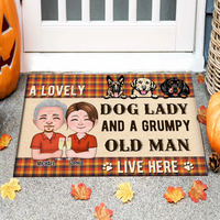 Thumbnail for Personalized Crazy Dog Lady And Grumpy Old Man Live Here Doormat, Dog Lover Gift CHI-DIEP