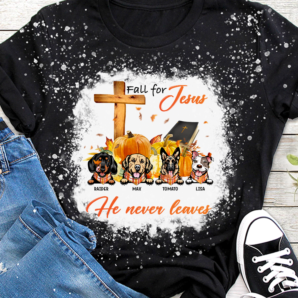 Fall For Jesus Dog Pumpkin 3D Bleach Shirt, DIY Pet Gift JonxiFon