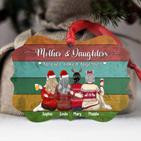 Thumbnail for Personalized Mother & Daughters Forever Linked Together Benelux Shaped Wood Christmas Ornament DUNG-DIEP