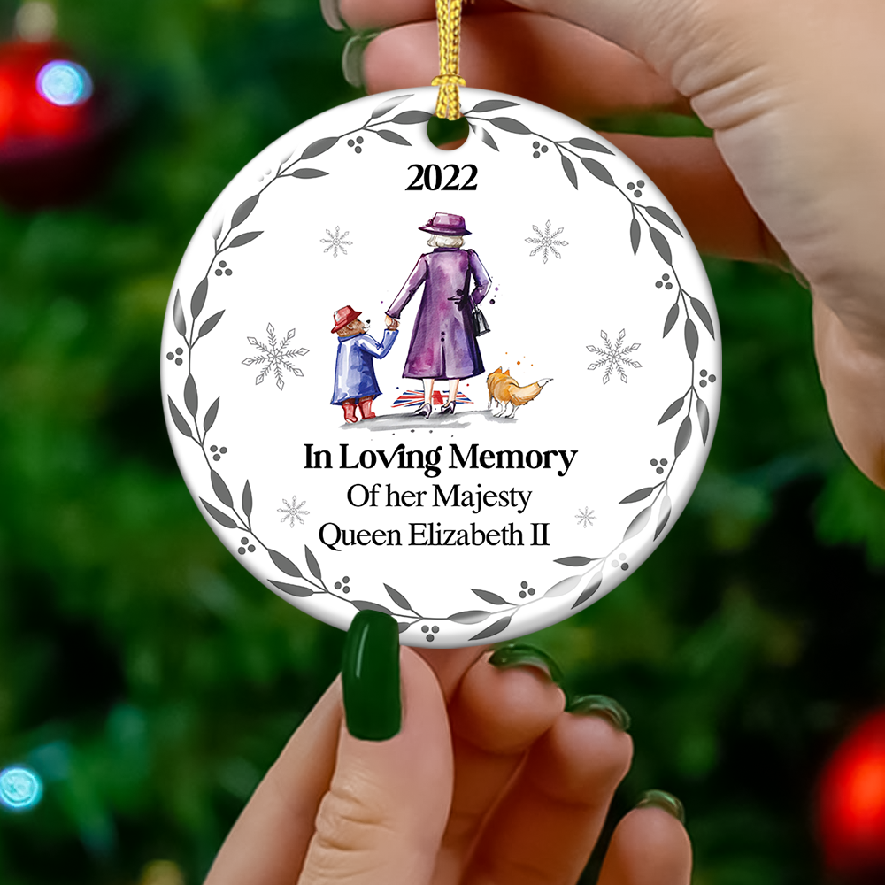 Custom 2022 Queen Elizabeth II Memorial Ceramic Ornament, Christmas Gift YHN-YEN