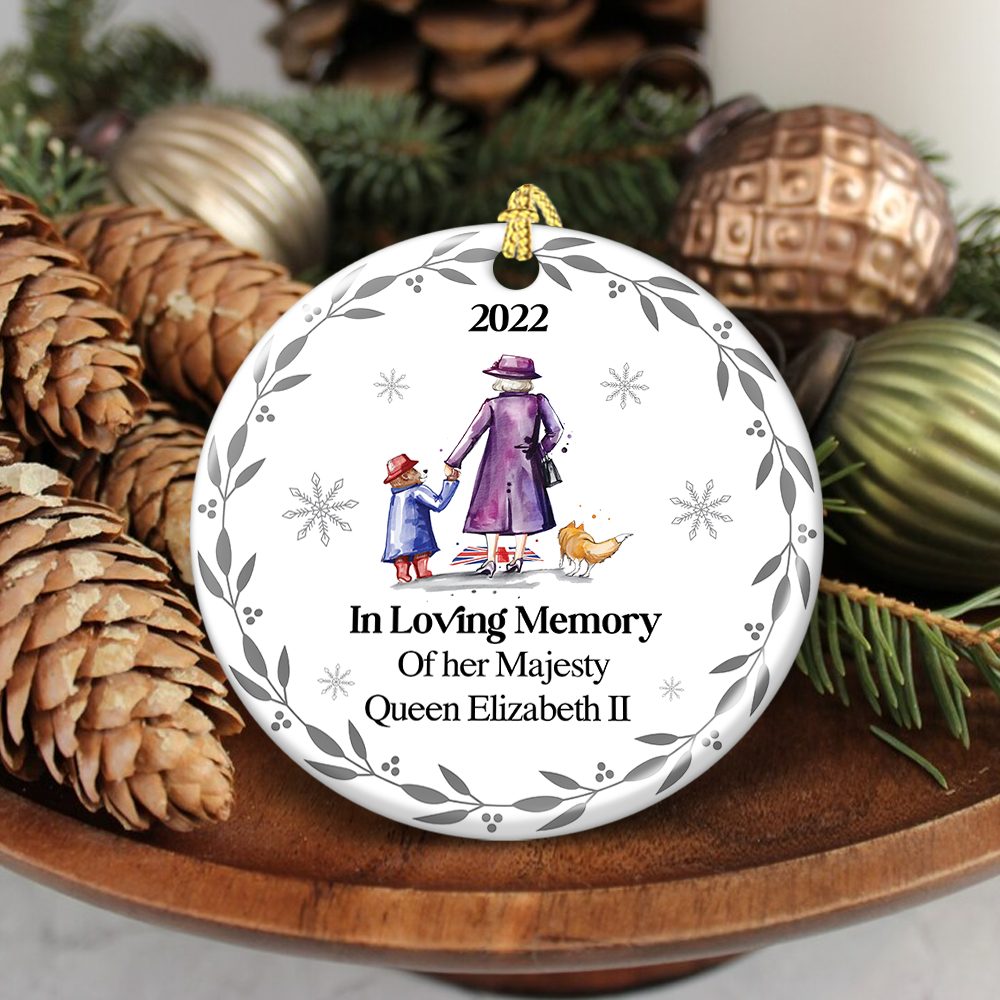 Custom 2022 Queen Elizabeth II Memorial Ceramic Ornament, Christmas Gift YHN-YEN